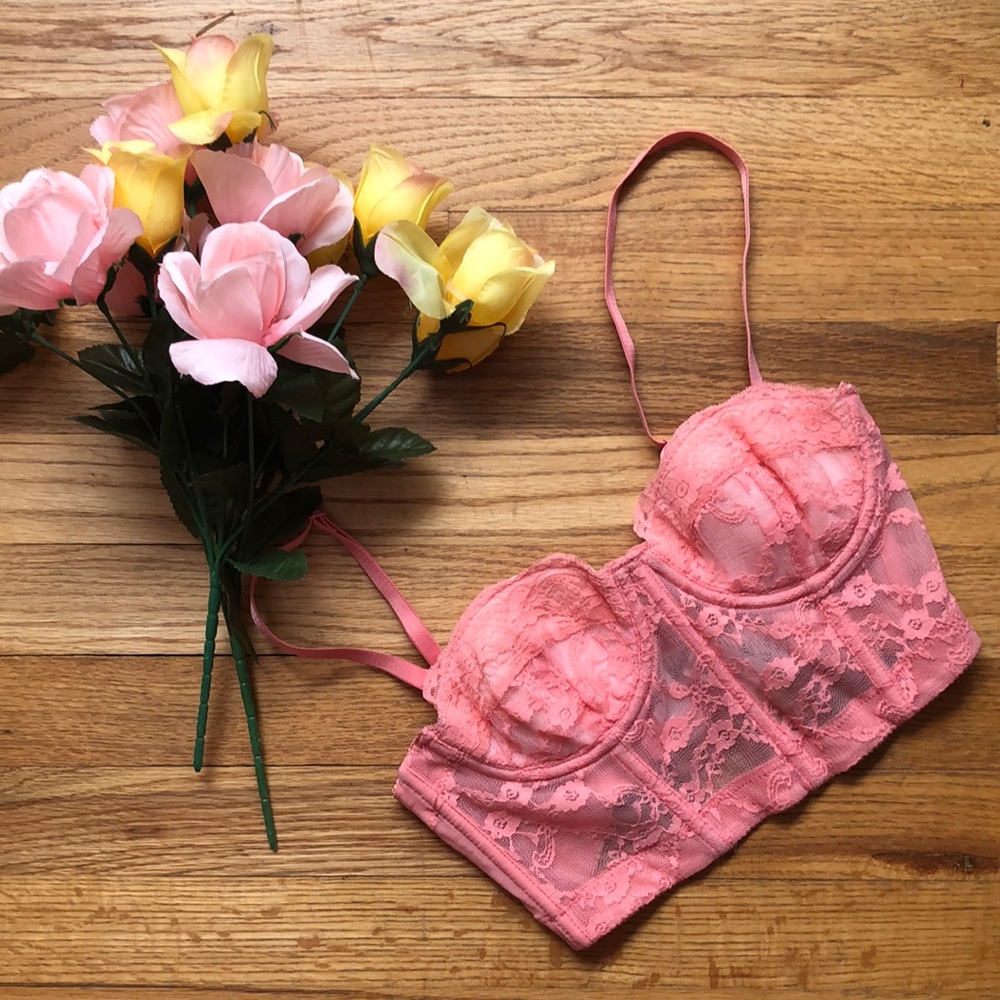 Coral lace bustier